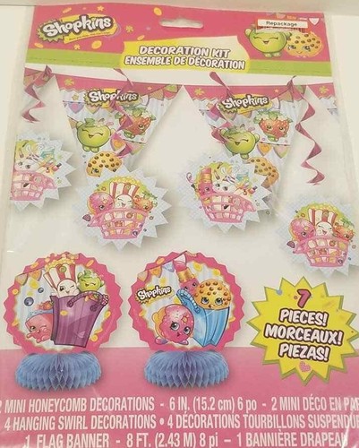 Kit de Decoración Shopkins 7 Piezas Fiesta Panal Remolino Bandera Bandera Nuevo - Imagen 4 de 6