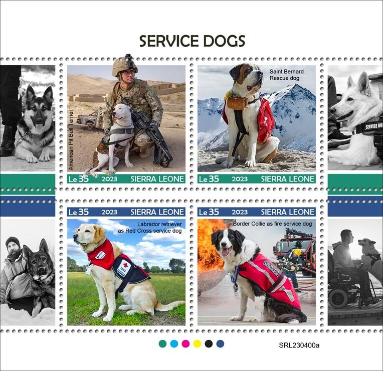 Service Dogs Rescue Red Cross Fire Service MNH Stamps 2023 Sierra