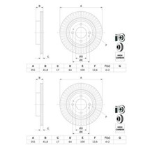 2x Disco de freno Bosch 0 986 479 F14 para Mitsubishi Mirage/Space Star Mirage