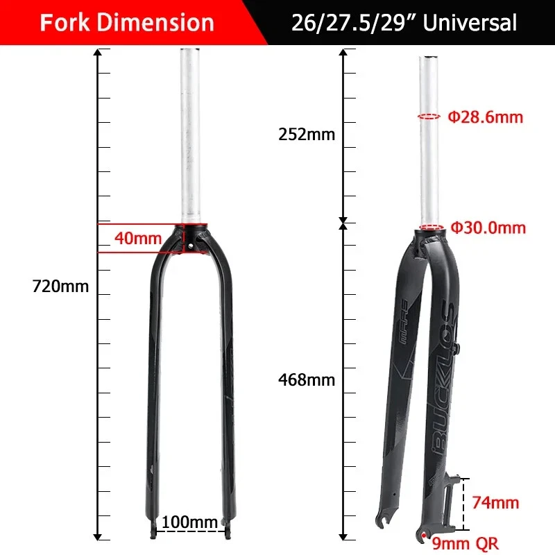 26/27.5/29 Inch MTB Bicycle Rigid Fork QR 9mm Straight Tube Bicycle Fork - Image 4 of 4