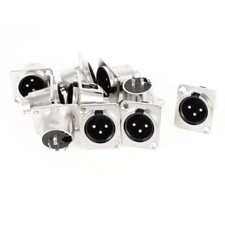 3-Pin XLR Male Chassis Panel Mount Socket Audio Speaker Microphone Jack 10pcs