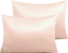 Zippered Silk Satin Toddler Pillowcases - 2 Pack Hidden Zipper 13X18 Pillowcases