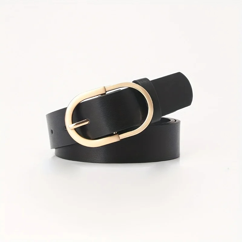 Faux Leather Belt 2.8cm Classic Gold Pin Buckle Casual Women Waistband