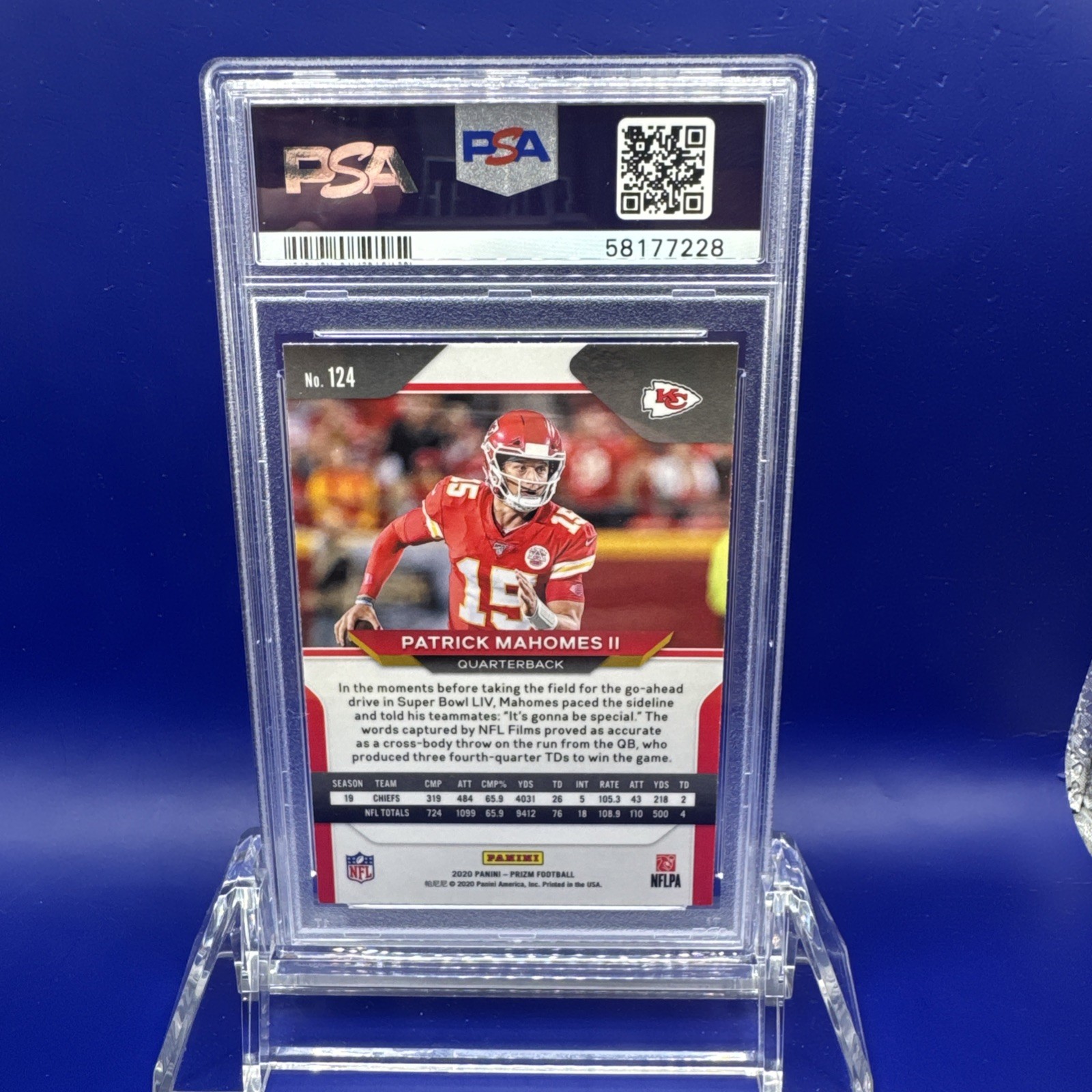 2020 PANINI PRIZM #124 PATRICK MAHOMES PSA 10 KC Chiefs Future HOF view 2