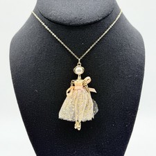 Pink Dancing Ballerina Necklace with Moving Limbs Articulated 36  Gold Tone Nice