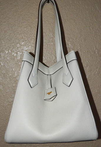 NWOT $3000 FENDI White Medium Origami Double Strap Shoulder Handbag