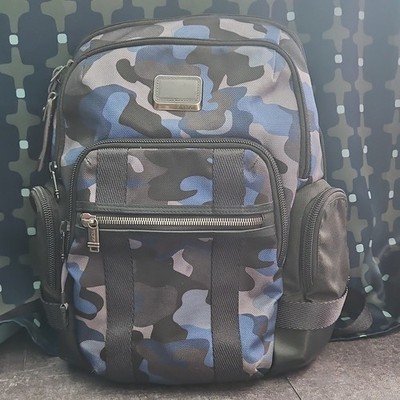 Tumi Blue Camouflage Nylon Backpack Multiple Compartments  display picture 2