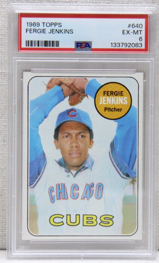 1969 Topps Cubs #640 Fergie Jenkins Baseball Card PSA 6 EX-MT