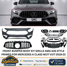 FRONT BUMPER BODY KIT GRILLE AMG A45 STYLE PRIMED FOR MERCEDES A CLASS W177 V177