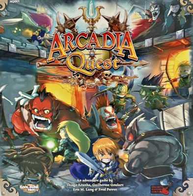 Arcadia Quest Grundspiel mit vielen Erweiterungen, bemalten Figuren und Bonus