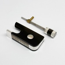 4/4 Viola Bow Ebony Frog Parisan Eyes Abalone Inlaid Silver Fitting Frog Button