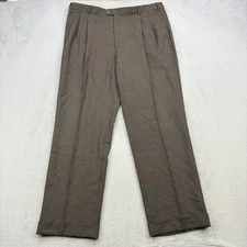Zanella Pants Men 40x32 Brown Bennett Trousers Slacks Pleated Neiman Marcus Wool