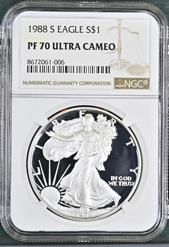 1988 S Proof Silver Eagle NGC PF-70 ULTRA CAMEO -006