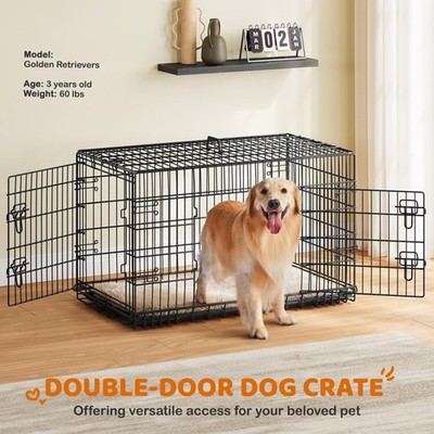 Yaheetech 42 inch Double Door Dog Crate w/Divider for Puppy to
