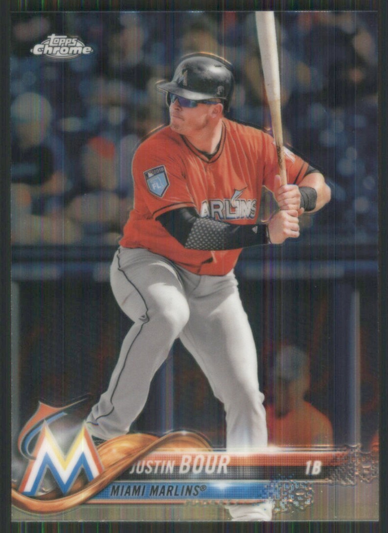 2018 Topps Chrome #68 Justin Bour Miami Marlins 50217