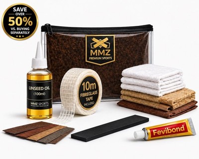 Cricketschläger Reparaturset Zehenschutz Leinöl Band Schleifpapier Kleber All-in-One-Kit