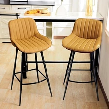 Redlife Swivel Bar Stools Set of 2, Counter Height Bar Stools Faux Leather