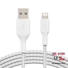 Belkin BoostCharge Braided Lightning Cable - 6.6ft/2M - MFi White 6.6 ft