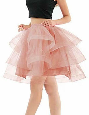 Women 3-Layer Cupcake Tutu Underskirt Midi Tulle Skirt，for Princess Dance Party