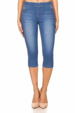 Jvini Women's Pull-On Stretchy Crop Denim Capri Jeans 2XL