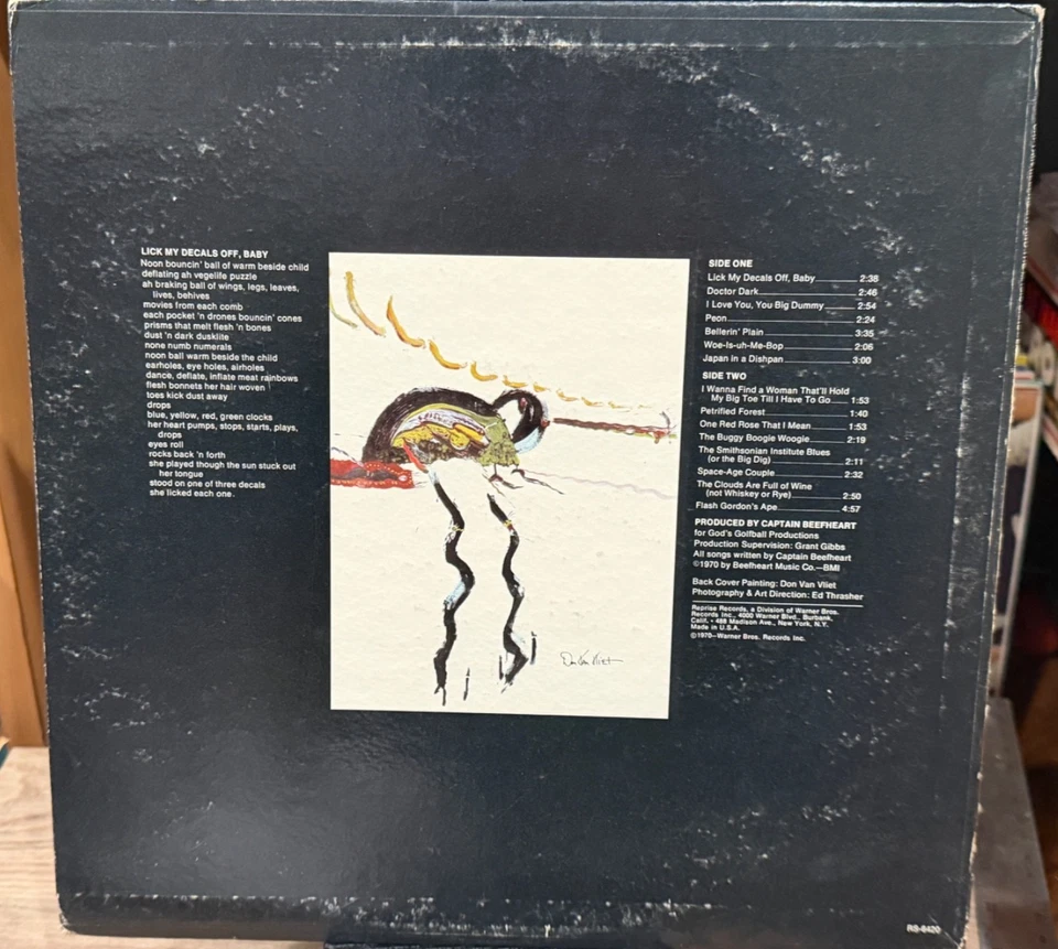 CAPTAIN BEEFHEART & HIS MAGIC BAND LICK MY DECALS OFF, BABY VINYL RECORD LP #2 - Image 2 of 4