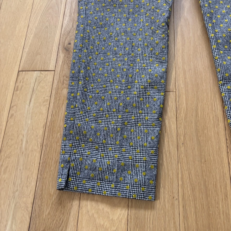 Boden Trousers Size 12 Black White Houndstooth Gold Spots Wool Blend L26 - Image 2 of 4