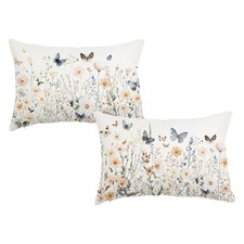 Lumbar Pillow Covers Set of 2 12x20 Inch Floral Wildflowers Summer Outdoor