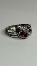 925 Sterling Silver Garnet & Beryl Ring Size 7