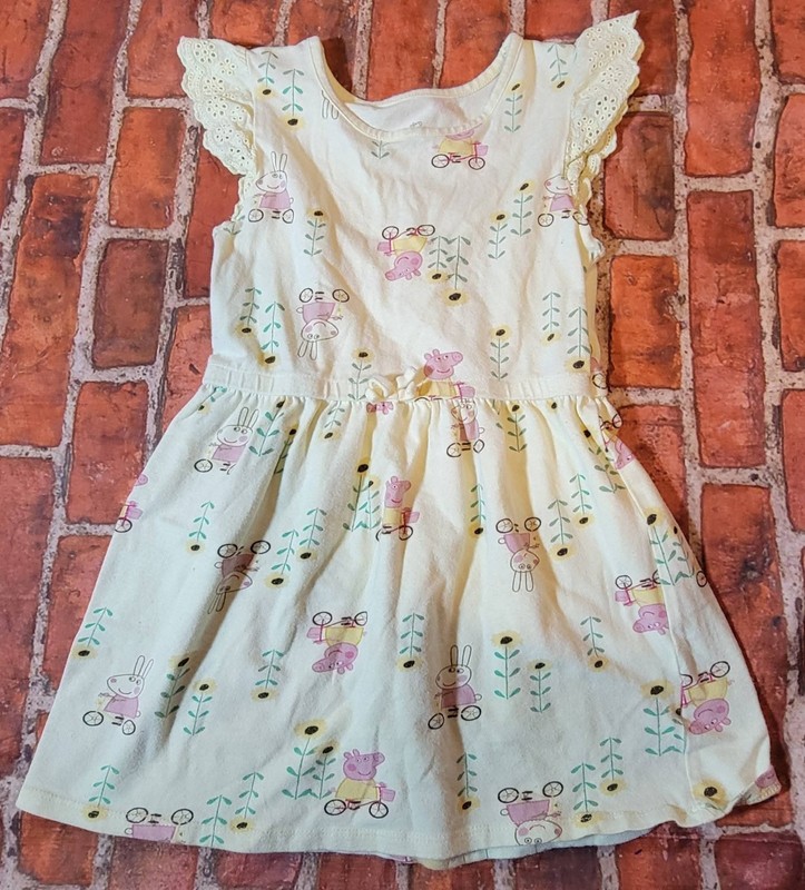 Peppa Pig Girls Yellow Dress Sz 5T Guc