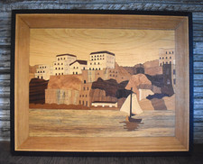 Vintage Handmade Wood Bark Art Piece Framed