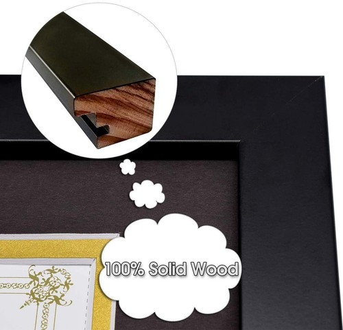 , 11x14 Diploma Frame for 8.5x11 Document & Certificates, Solid Wood, Real Gl... - Picture 5 of 7
