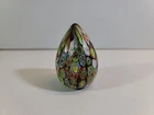 Vintage Murano Art Glass Close Packed Millefiori Satin Egg Shaped Paperweight