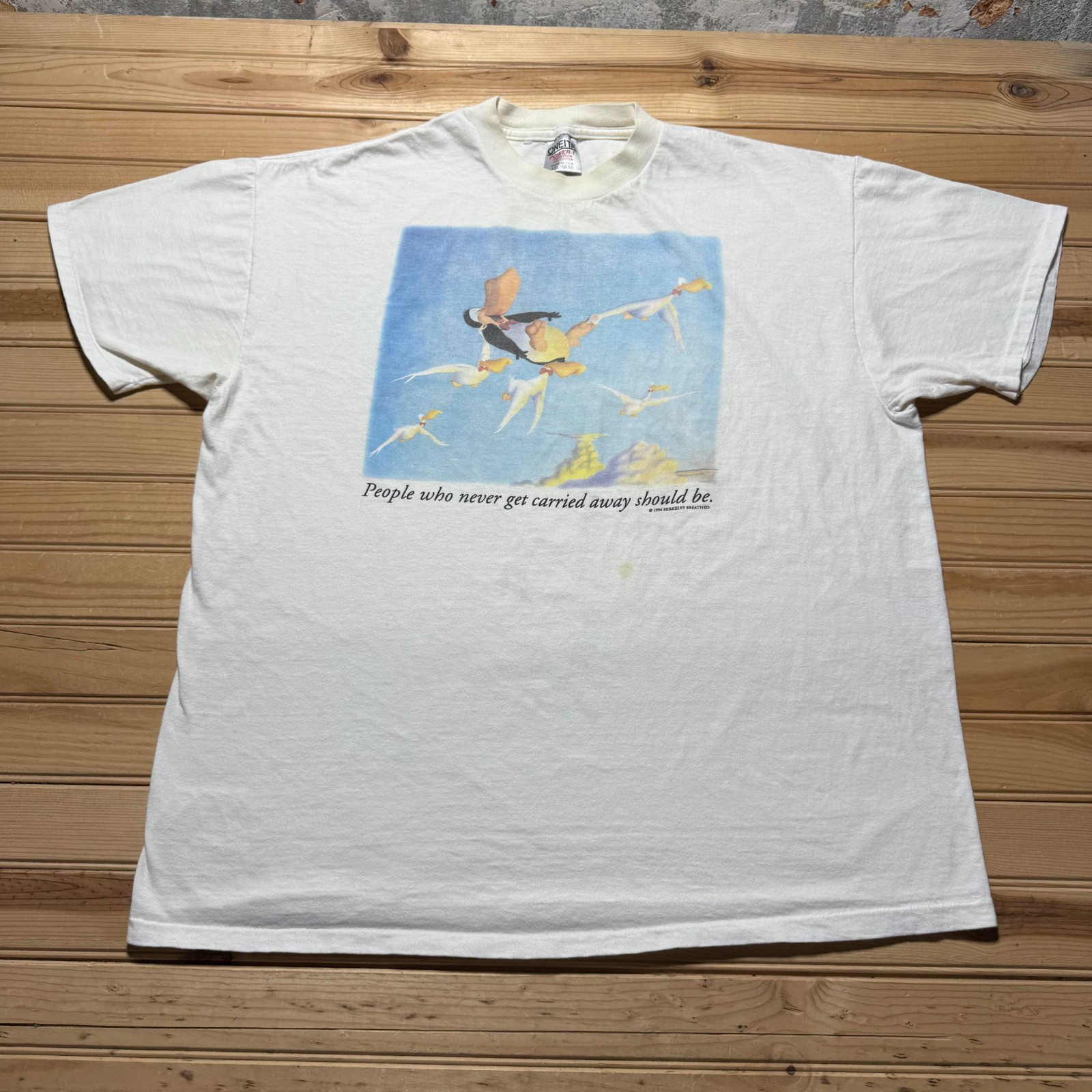 Vintage 1994 Berkeley Breathed Opus Bill Carried Away Art Shirt Size 2XL
