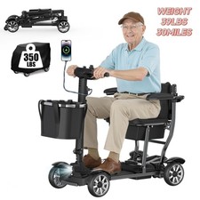 39LBS Lightweight 4-Wheel Foldable Mobility Scooter for Seniors All Terrain FDA