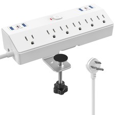 40W Fast Charging Station, Desk Clamp Power Strip 10FT Extension Cord, Remova...