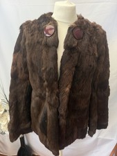 Vintage Women's Real Coney Rabbit Fur Coat Jacket Size S 1970s