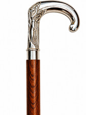 Foldable Wooden Walking Stick with Brass Silver Derby Handle with 3-Fold Wooden