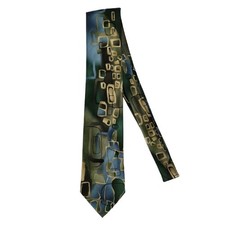 J. Garcia Collection Fifty-Three Green Blue Arches 100 Silk Tie-Long