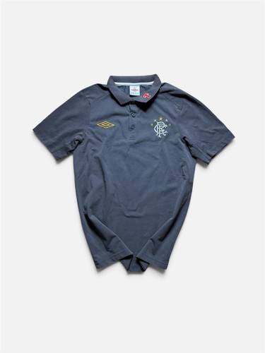 Umbro Rangers FC Polo Shirt Mens Medium Grey Gold Tailored By Umbro Glasgow Scot