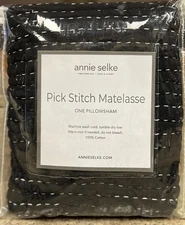 Pine Cone Hill Annie Selke Black Pick Stitch Matelasse Euro Pillow Sham