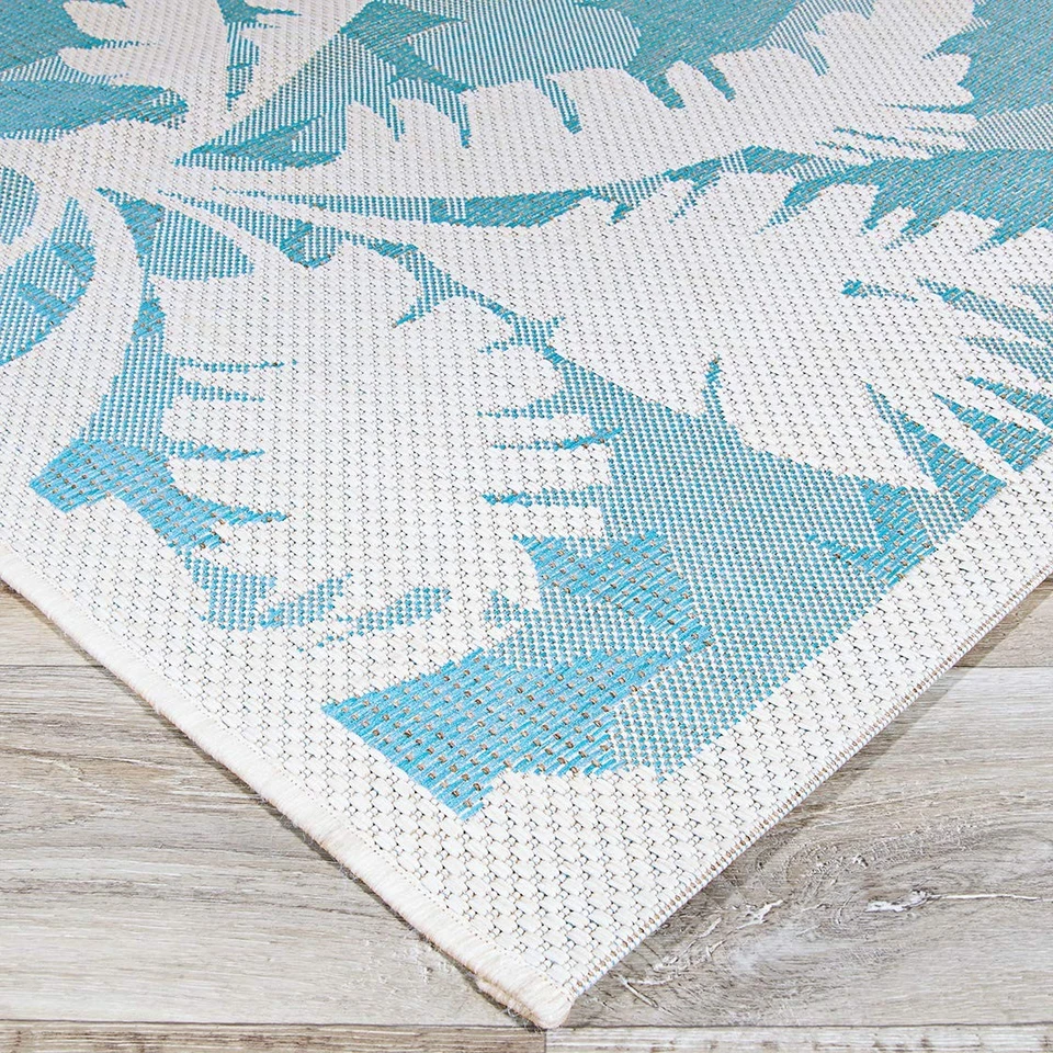 Couristan Monaco Coastal Floral Rug, 5'3 x 7'6, Ivory/Turquoise - Image 4 of 4