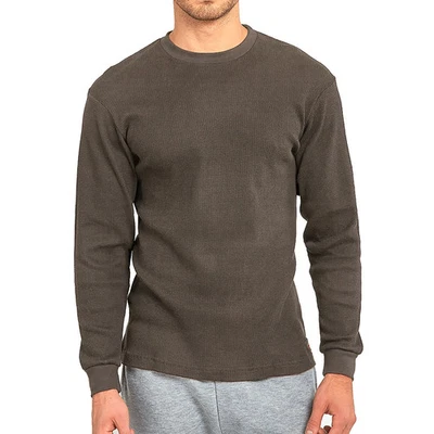 Thermal Shirt COTTON Warm Medium Weight Long Sleeve Crew Neck Waffle Men's - Image 1 of 4