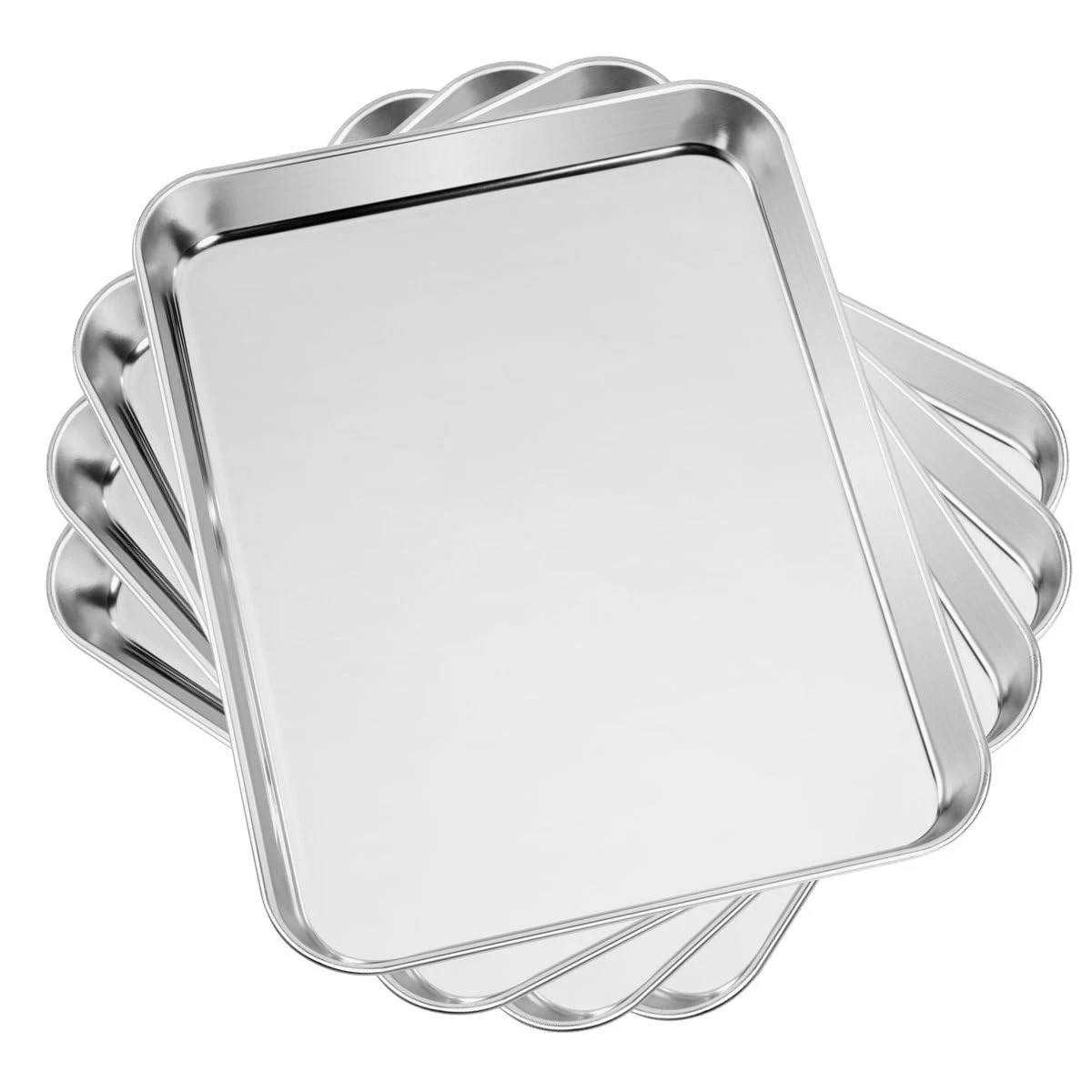 Baking & Cookie Sheets Set of 4, Stainless Steel Compact Toaster Oven Pan Tra...