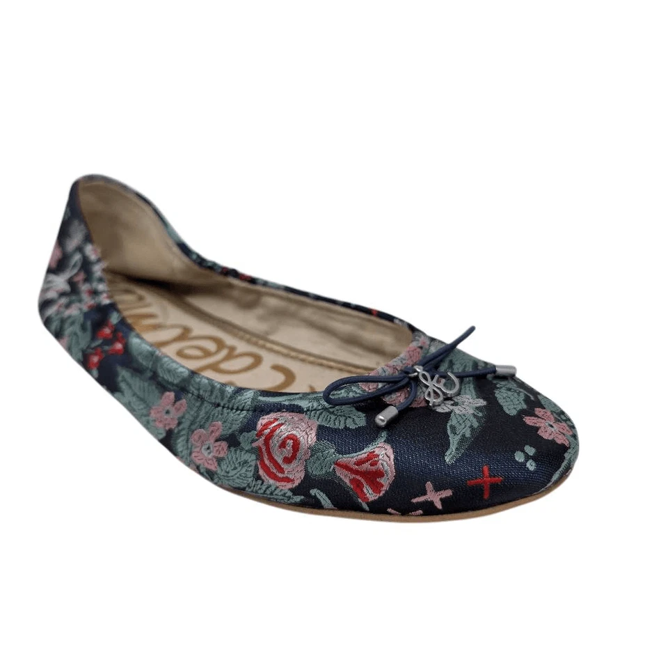 Sam Edelman 8M Azul Felicia Ballet Pisos Floral Jacquard Satinado Boho Noche Foto 2 de 4