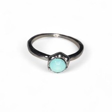 Size 7 Blue green faux stone ring in sterling silver