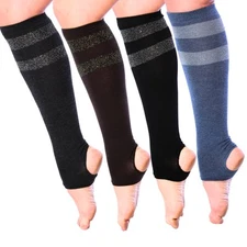 Tipi Toe Women's Stirrup Yoga Leg Warmers � Open Heel, Non-Slip Fit