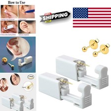 Ear Piercing Gun Kit 2 Pack Disposable with Gold Peas Studs for Safe Piercing