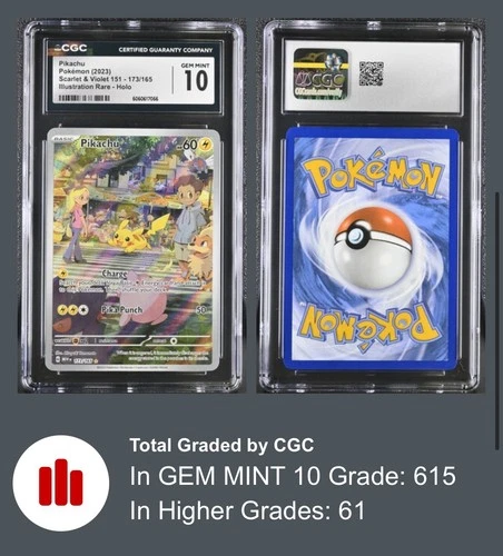 Pikachu 173/165 Scarlet & Violet 151 Holo Illustration Rare 2023 CGC 10 GEM MINT