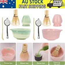 5pc Matcha Making Tool Set Bamboo Tea Whisk Tea Scoop Bowl Ceramic Tea Whisk Kit