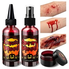 6PCS Halloween Fake Blood Makeup Kit 2.1oz Fake Blood Spray 2.1oz Liquid